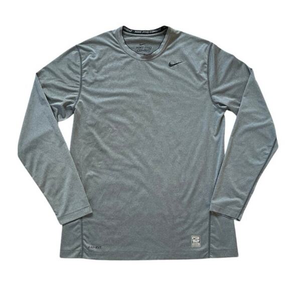 Nike Pro Combat Fitted Gray Long Sleeve Shirt Size Large Golf Performance - Picture 1 of 5